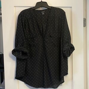 Torrid Black and White Polka Dot Blouse